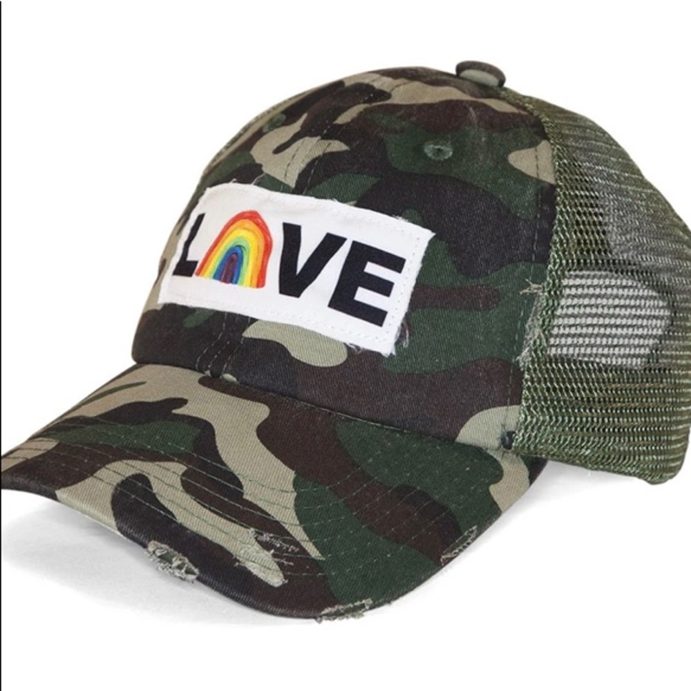 Tough Love hat pride rainbow Becandylicious one size camo NWT